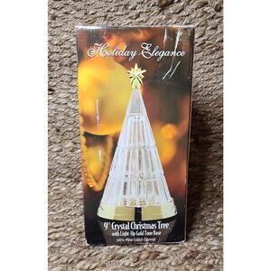Vintage Holiday Elegance 9” 24% Fine Lead Crystal Light Up Christmas Tree